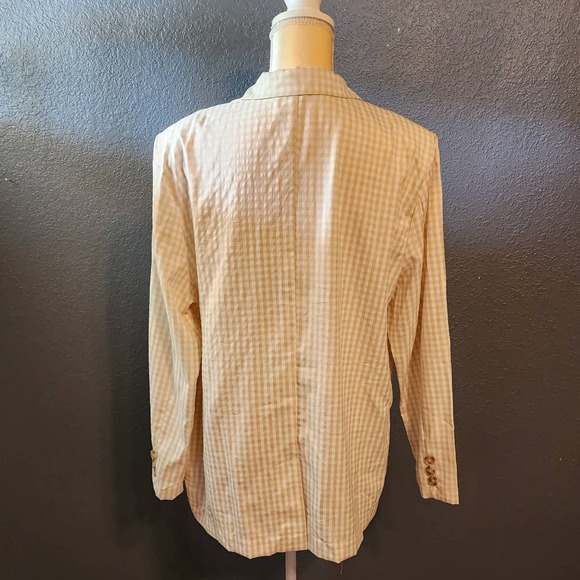 Cyrus Women's Taupe 2 Button Front Closure Gingham Blazer Size xl - Picture 12 of 15